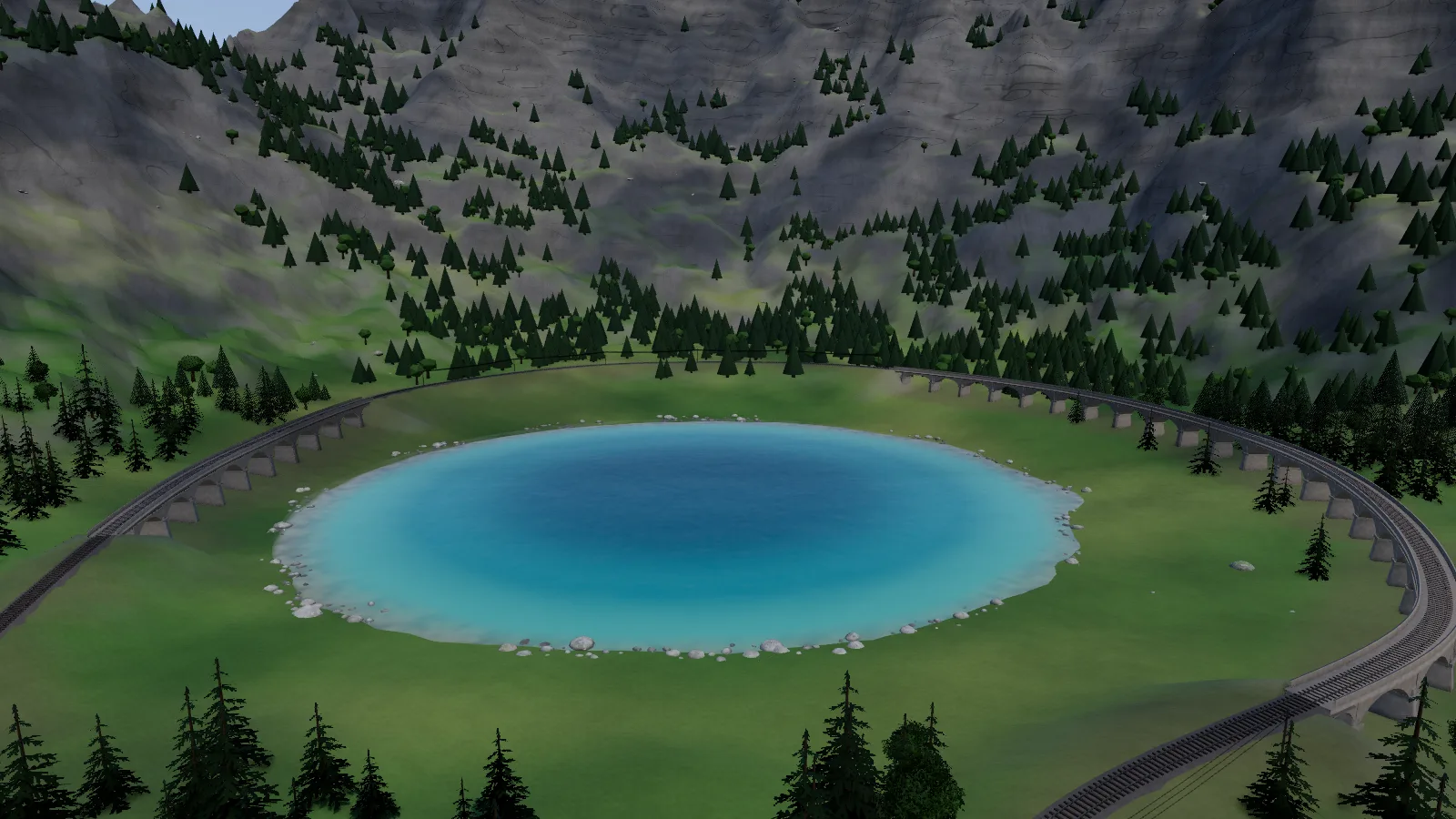 Glass Lake, turquoise with a deep teal middle, in a granite valley with pine stands and snowy peaks.