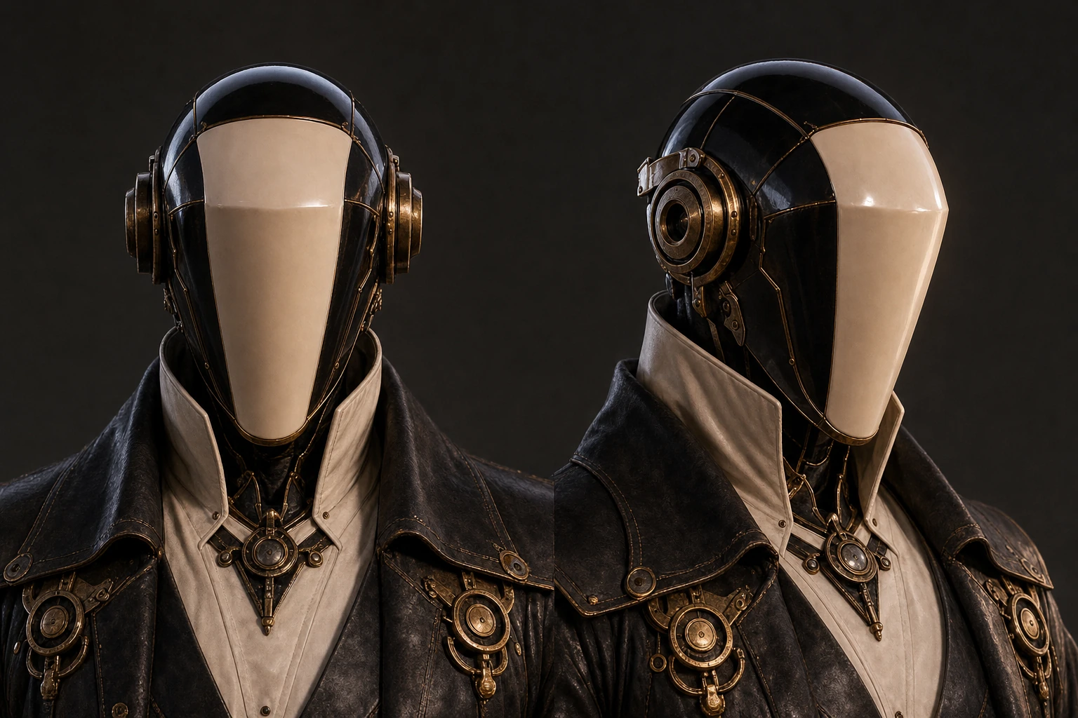 The Inspector’s single ivory faceplate, shown from the front and three-quarter view.