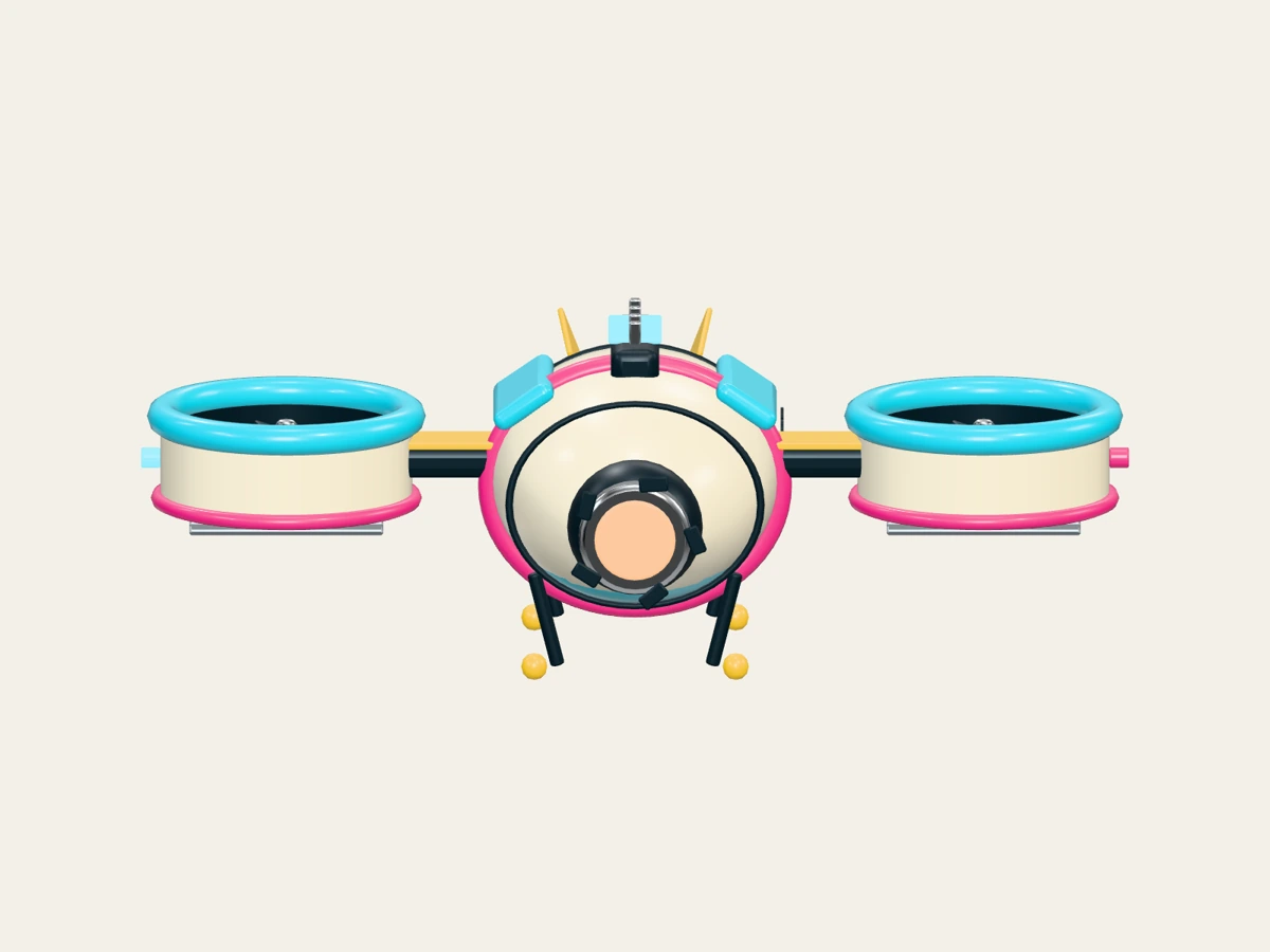 FIELDWORK Mote, front view of the original tilt-fan model.