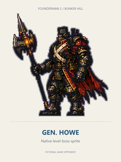 GEN. HOWE as the illustrated armored boss assigned to BUNKER HILL in Founderman 2.