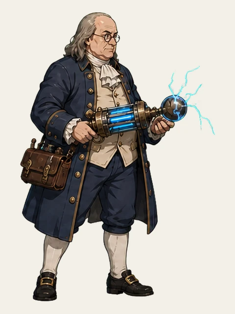 Benjamin Franklin in the original game artwork.