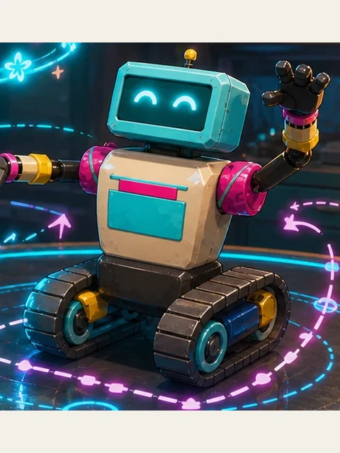 The Island V4 Explorer Robot waves on its tracks in a Robot Lab illustration.