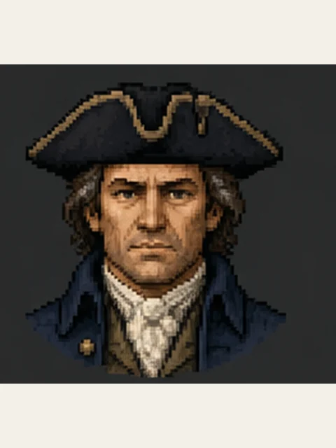 Paul Revere in a single portrait panel from the existing character reference.