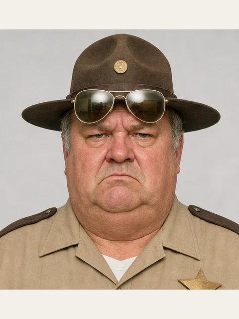 Sheriff Dell Pruitt in a single portrait panel from the existing character reference.