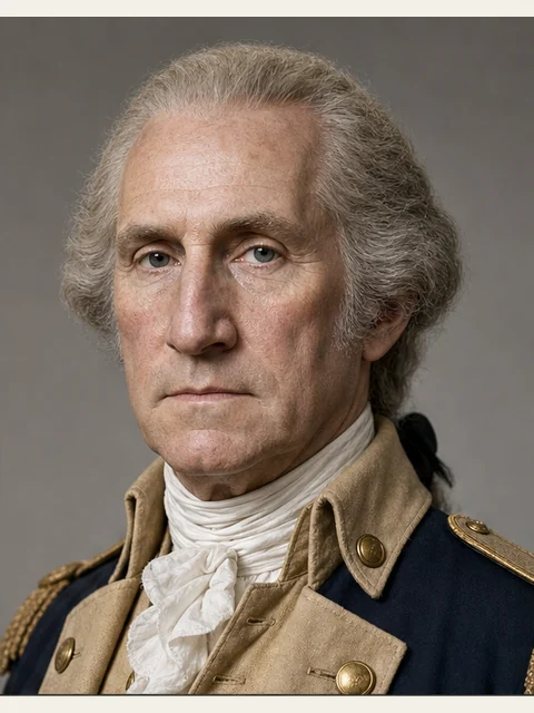 George Washington in a single portrait panel from the existing character reference.
