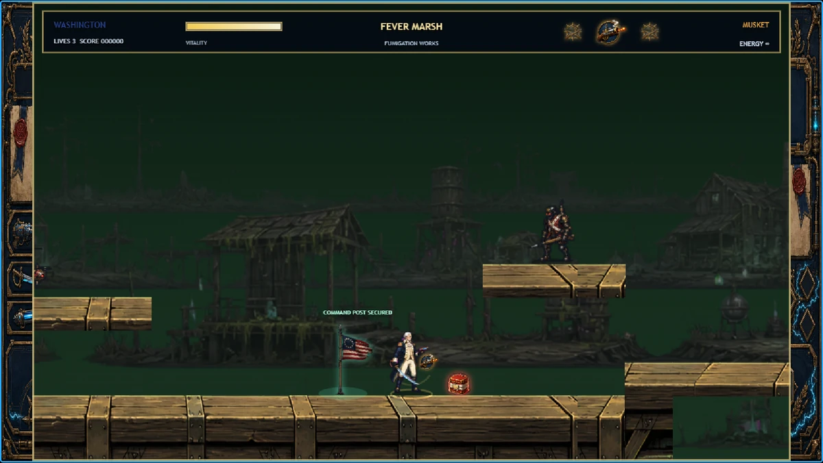 The FEVER MARSH route at its authored middle checkpoint.
