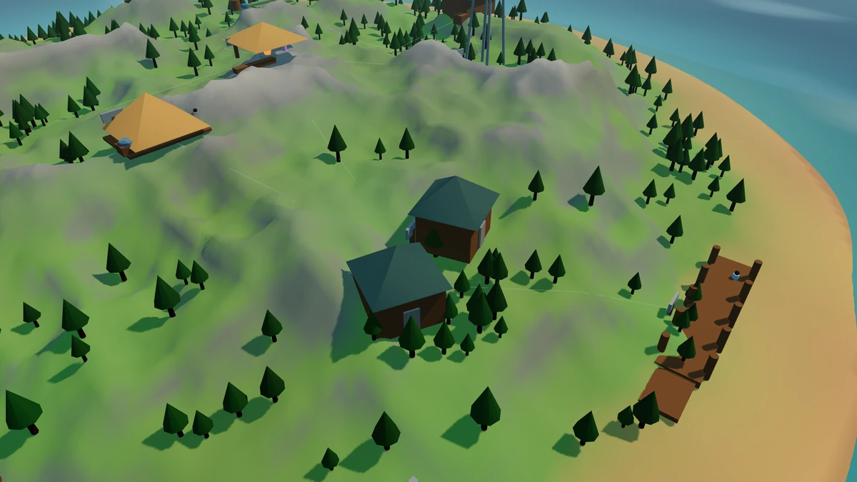 Harbor Huts in the Island V2 landscape.
