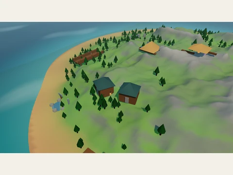 Harbor Huts in the Island V2 landscape.