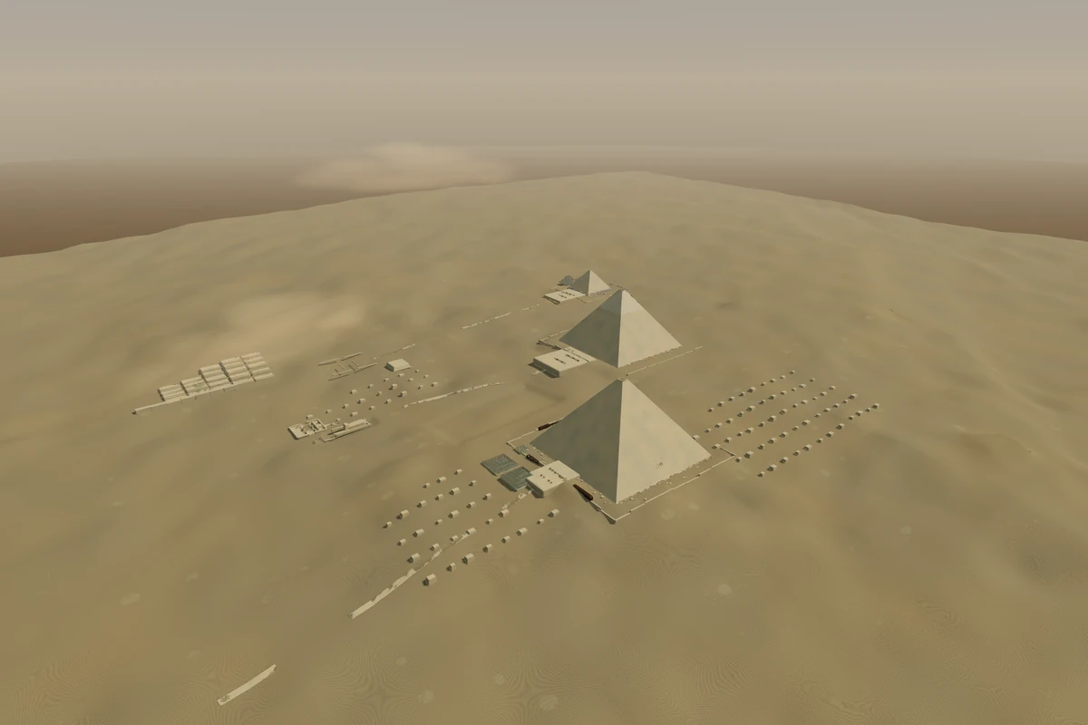 Giza Plateau in the Khufu exhibit’s native reconstruction.