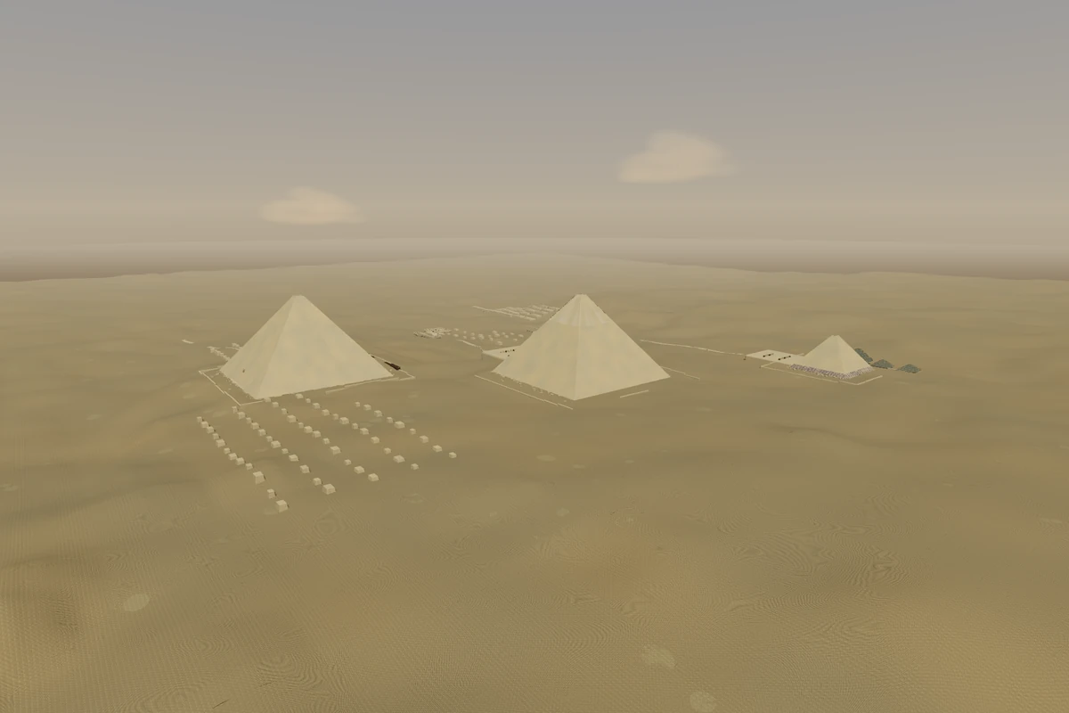 Giza Plateau in the Khufu exhibit’s native reconstruction.