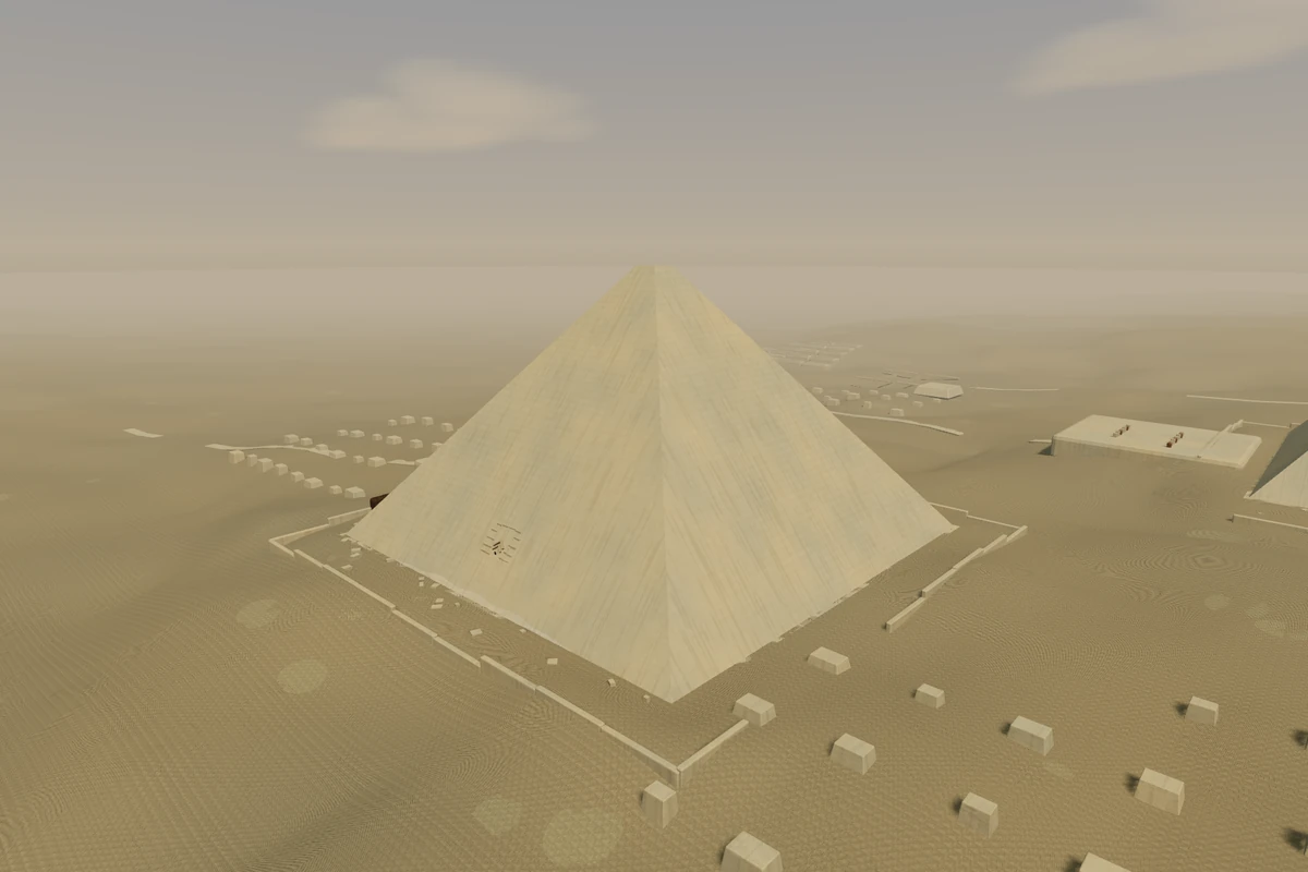 Great Pyramid in the Khufu exhibit’s native reconstruction.