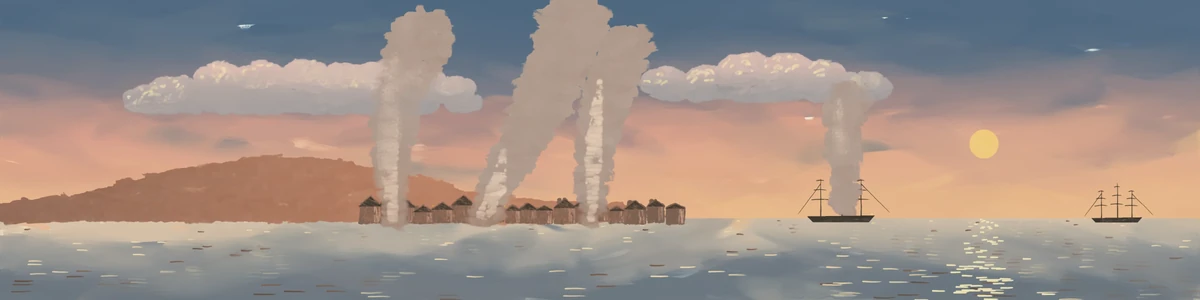 The painted panorama used behind Breed's Hill.