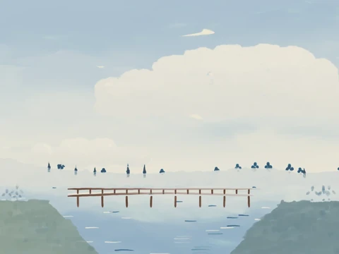 The painted panorama used behind Concord North Bridge.