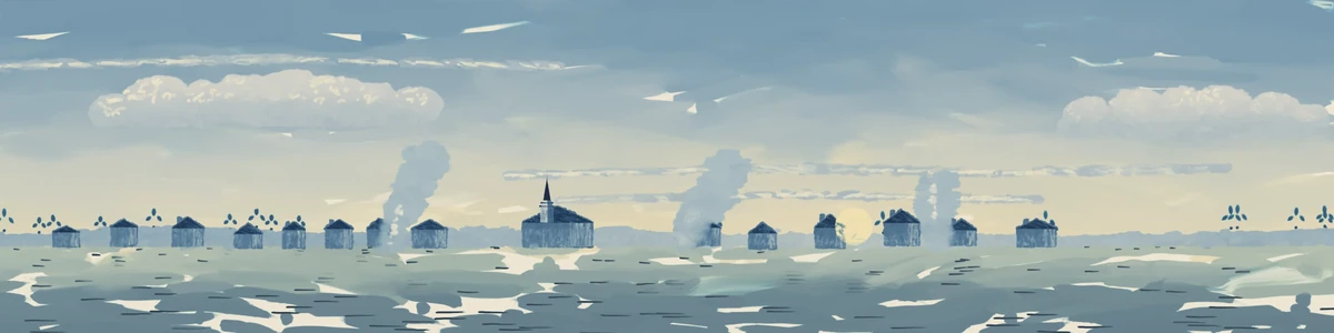 The painted panorama used behind Lexington Green at Dawn.