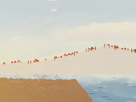 The painted panorama used behind Saratoga.