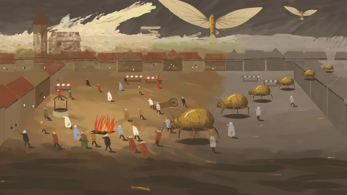 The Varnish Descends, an original Relay Zero II cut-scene painting.