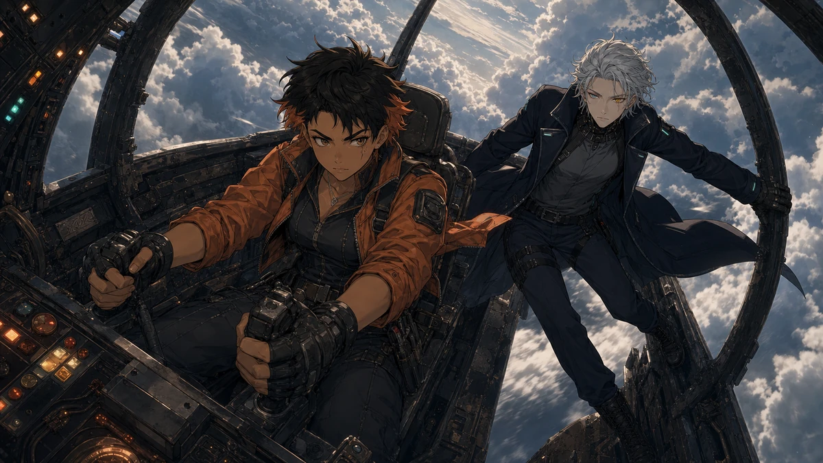 Rin and Pax inside the battered two-seat aircraft.