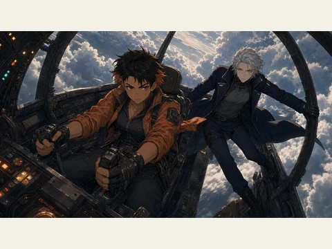 Rin and Pax inside the battered two-seat aircraft.
