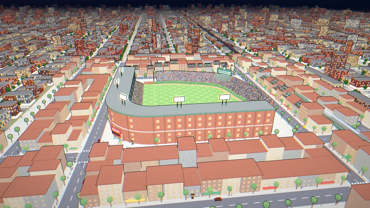 Wrigley Field under the game's 1988 night lighting.