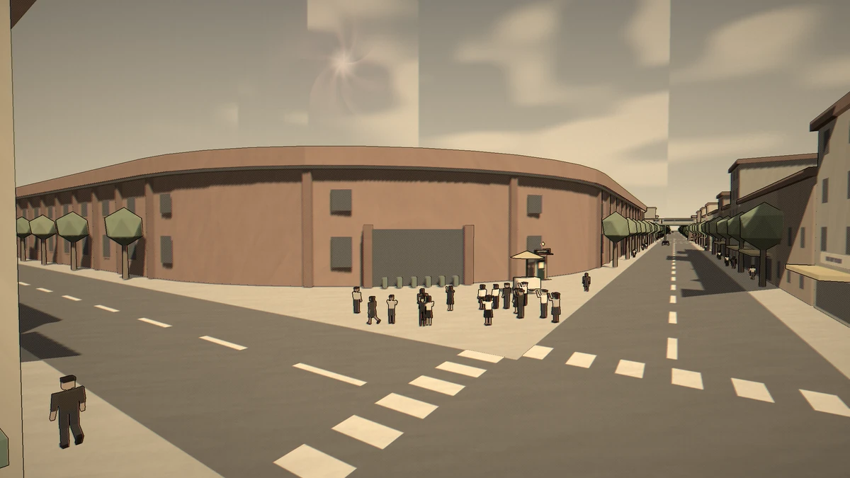 Wrigleyville streets and ballpark entrance in the 1914 game scene.