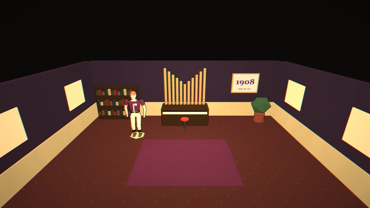 A closer view of the people and furnishings in The Organ Loft.