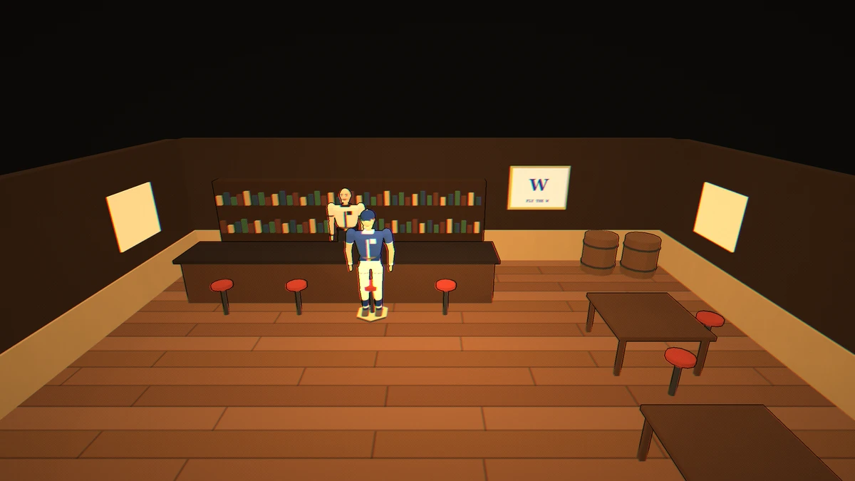 A closer view of the people and furnishings in The Rift Tavern.
