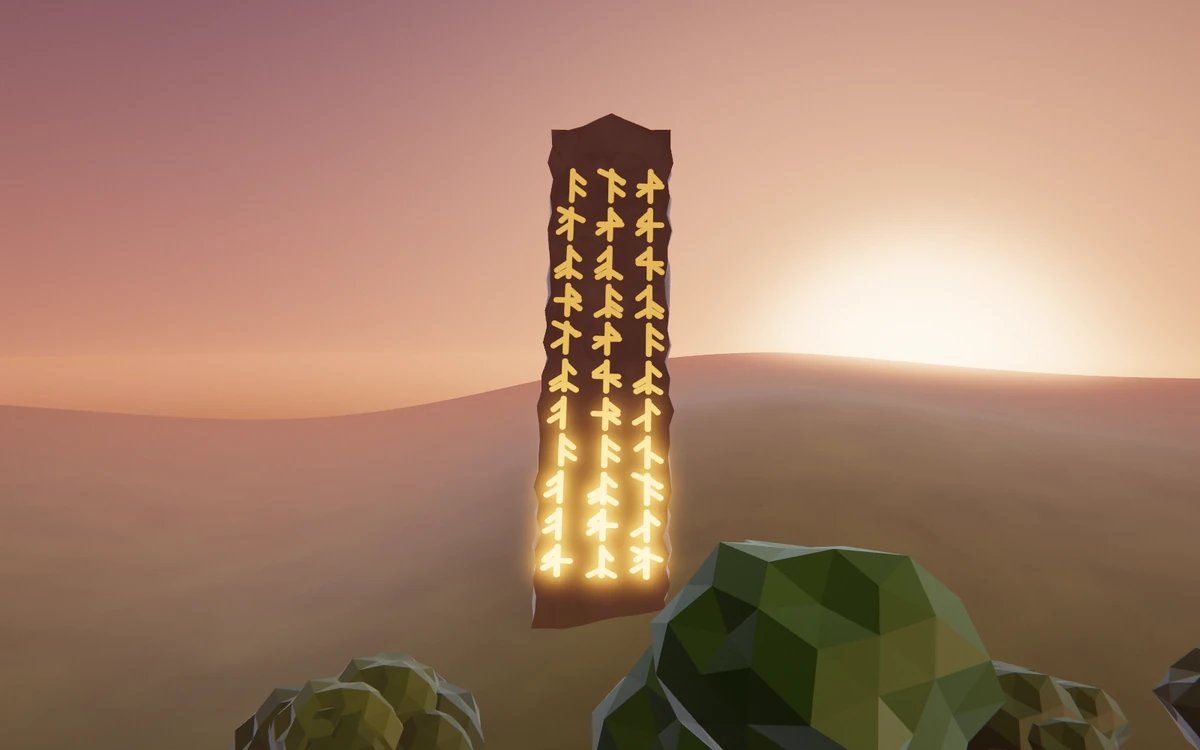 Ember monolith in the original Wild Choir garden.