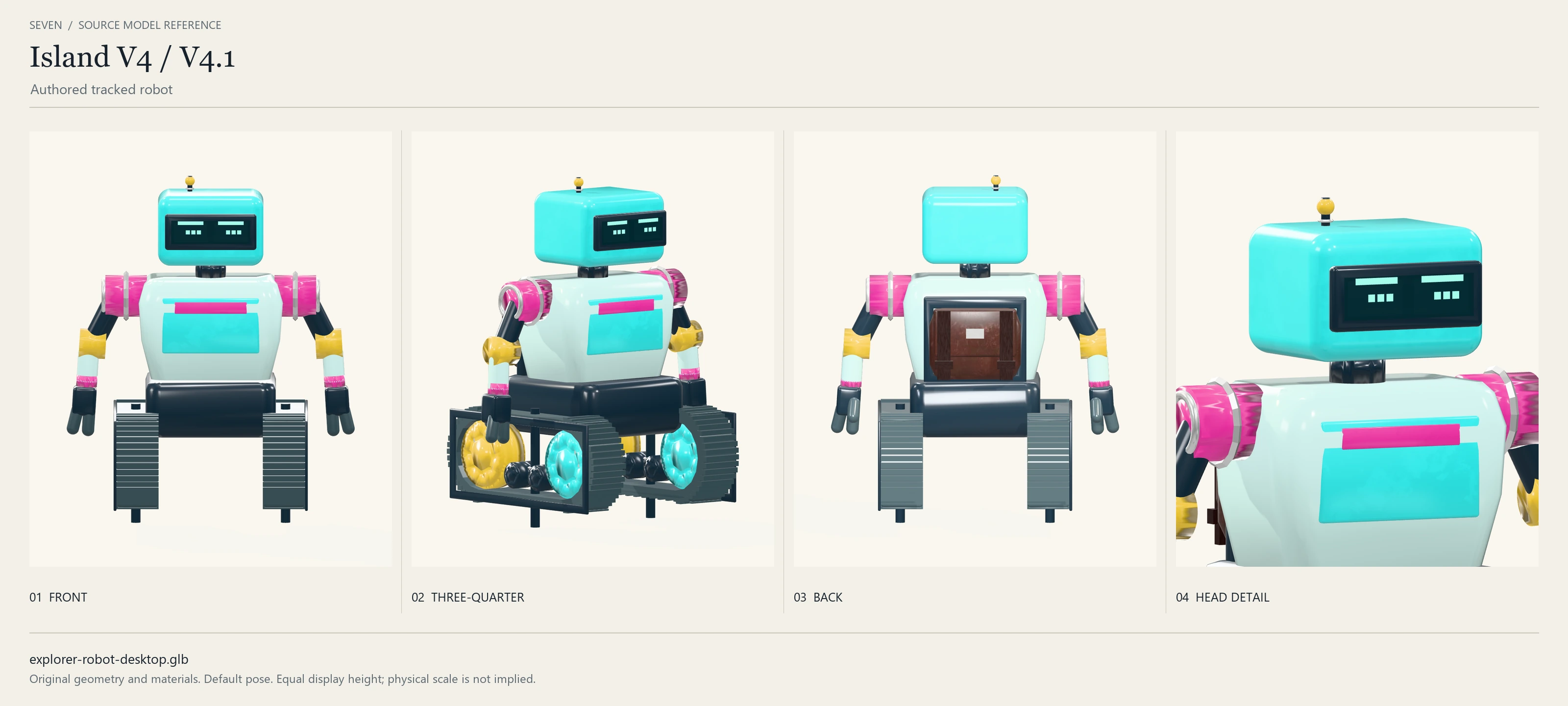 The Island V4 tracked robot from four viewpoints.