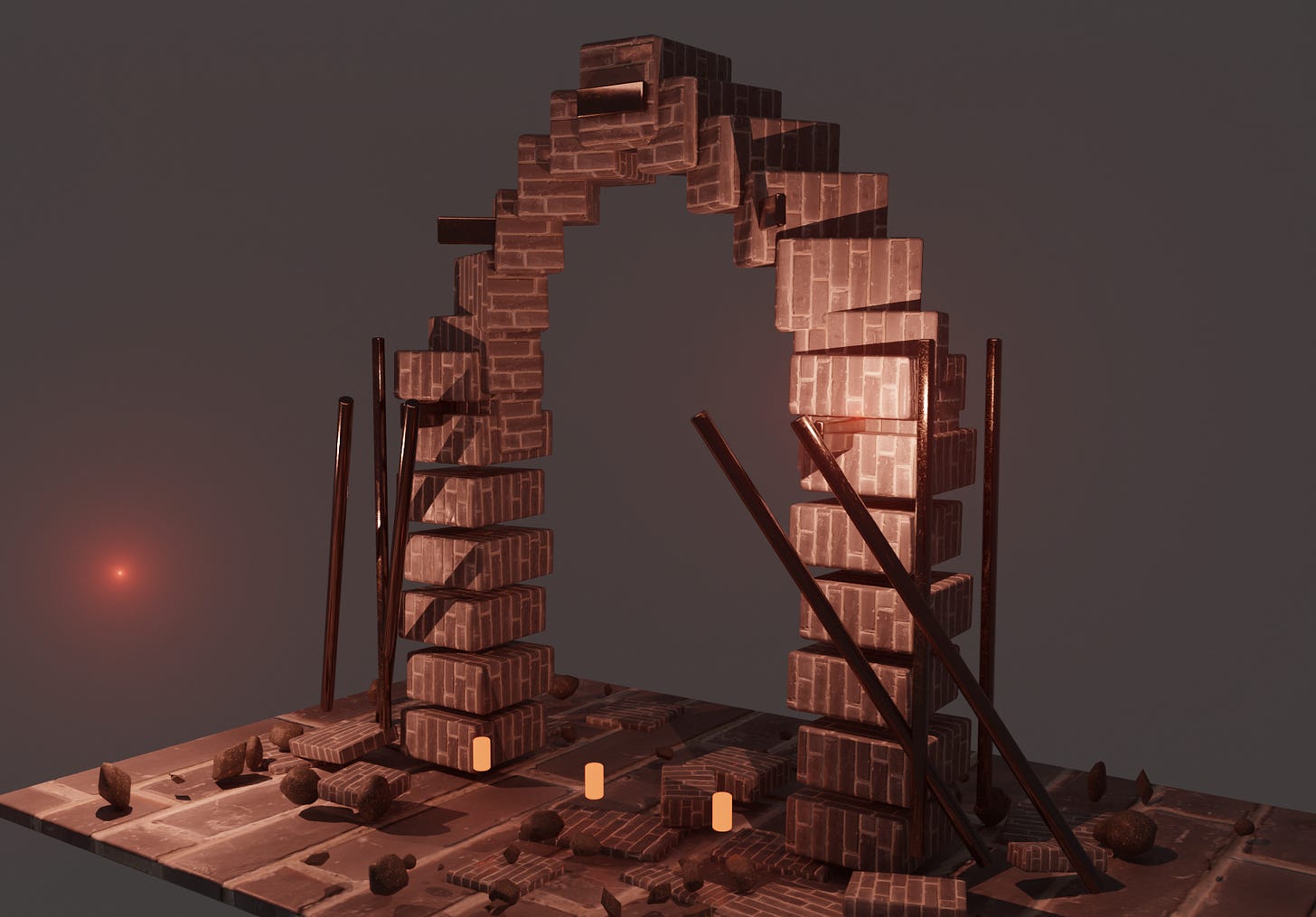 Hermes+Codex 5.5 and Blender: Unusual Arches and Goblin Crates image from the original Advisory Hour post.