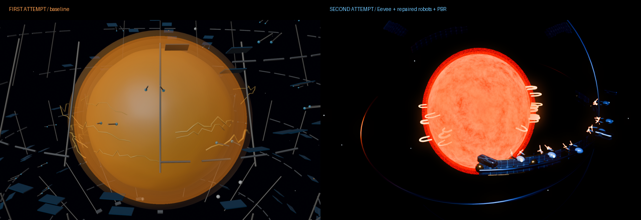 One shot pass at a dyson sphere with Codex in Hermes. On the left ChatGPT 5.5. On the right 5.6 media from the original Advisory Hour note.
