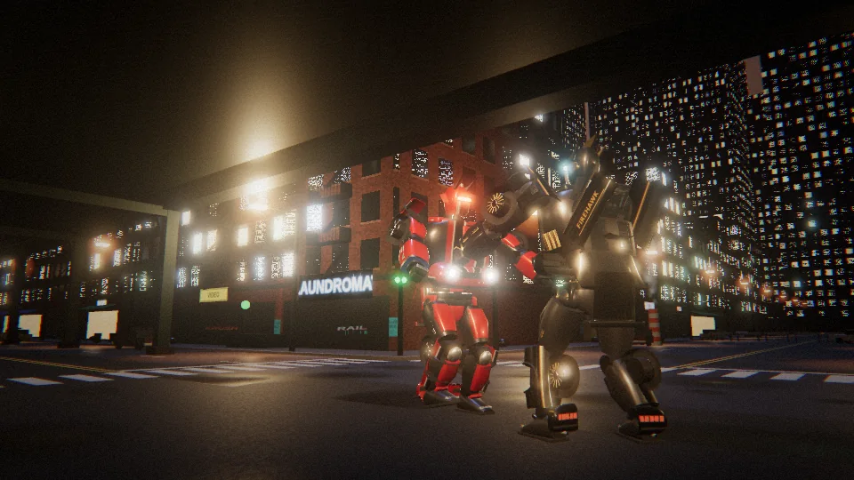 Firehawk and Redline trade blows under the elevated subway at night, with sodium street lamps and lit apartment windows behind them.