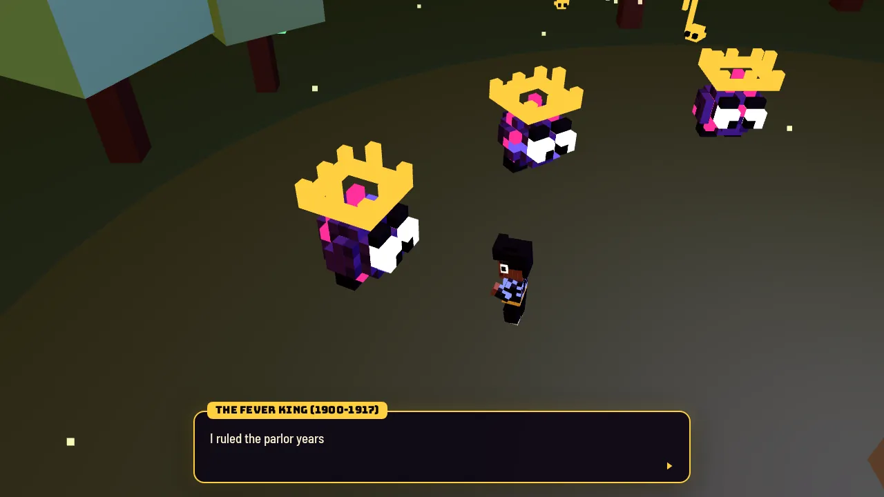 The hero wakes one of five crowned bosses sleeping in a forest clearing.