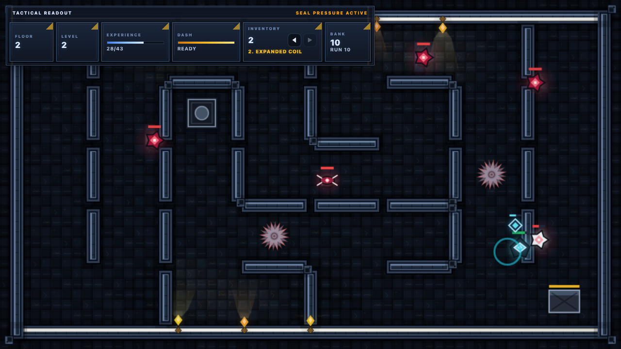 Mazefall proof screenshot showing the run on floor 2 after the harness successfully cleared and descended from floor 1.