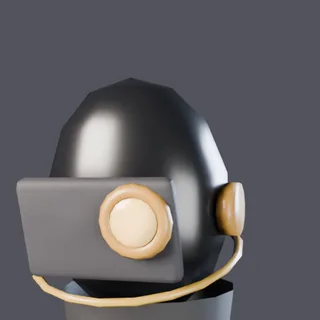 The Inspector, a tall figure in a black dome helmet with a brass visor and lens.