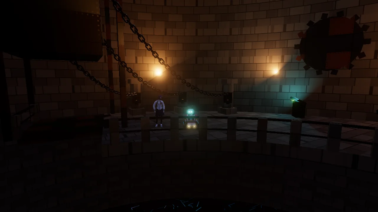 The Foundry, its furnace glowing orange behind iron walkways and hanging chains.