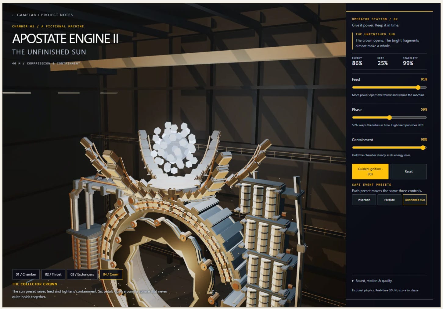 GameLab: Apostate Engine 2, Harnessing the Power of a Sun image from the original Advisory Hour post.