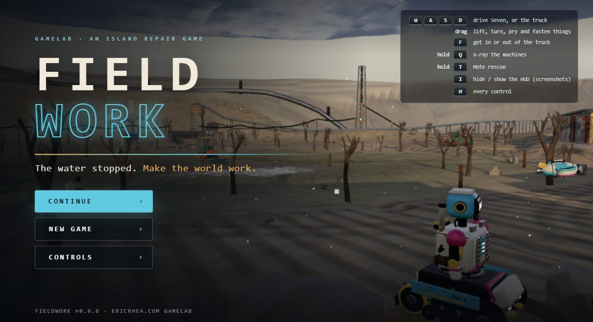 Gamelab: “FIELDWORK” image from the original Advisory Hour post.