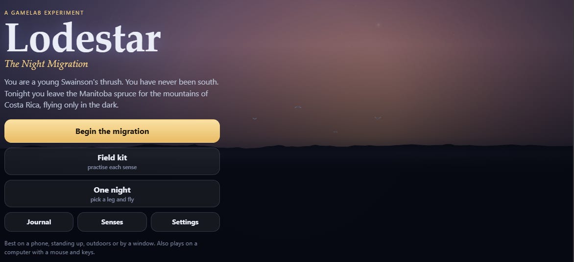 Gamelab: Lodestar: The Night Migration image from the original Advisory Hour post.