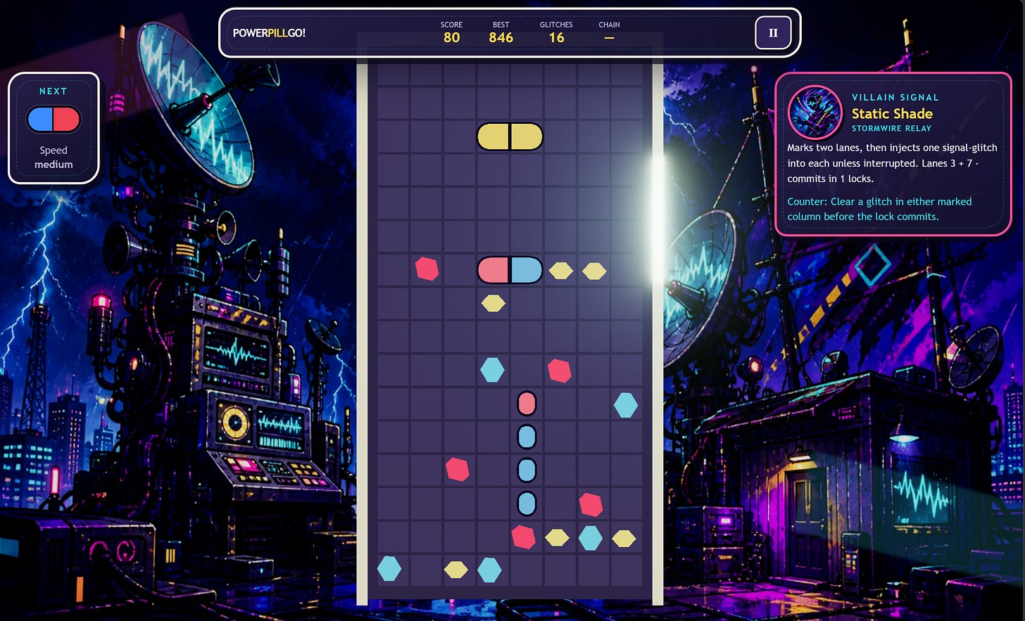 GameLab: PowerPillGo! image from the original Advisory Hour post.
