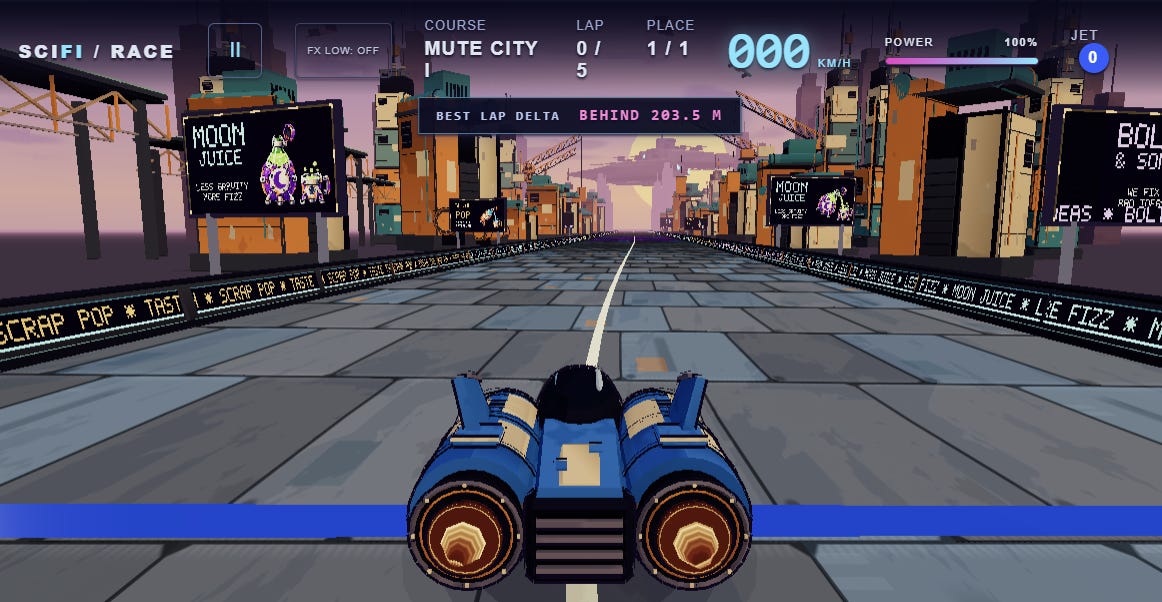 Gamelab: SciFi Racer: Get your race on image from the original Advisory Hour post.