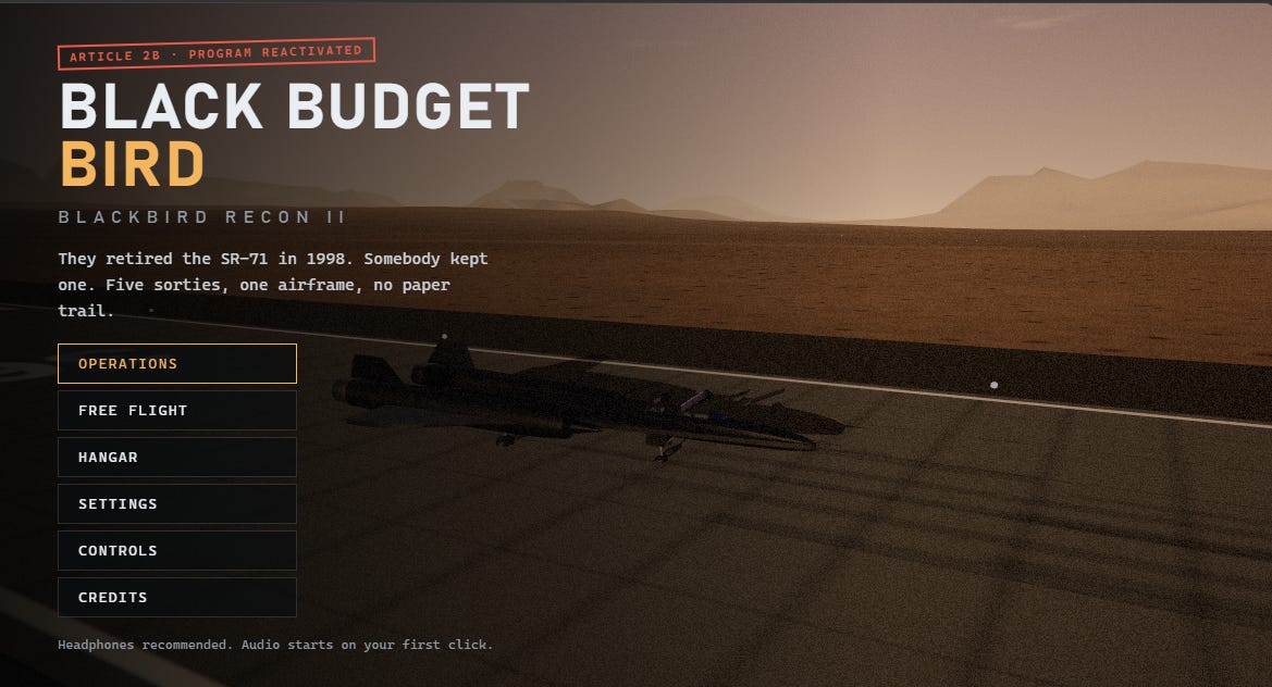 Gamelab: SR-71 II image from the original Advisory Hour post.