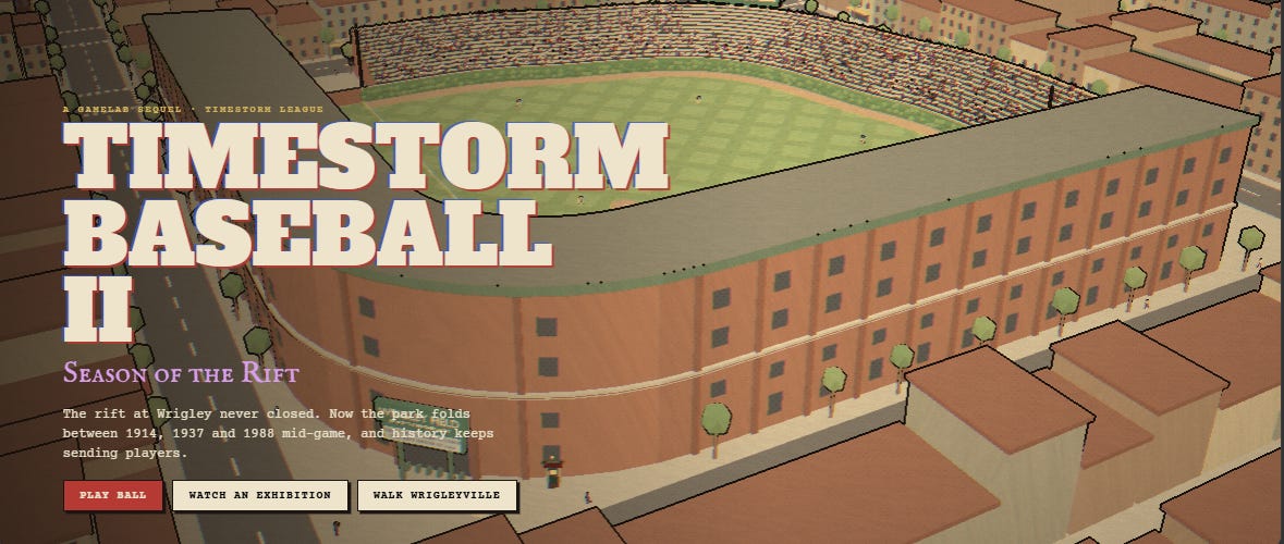 Gamelab: Timestorm Baseball II: Season of the Rift image from the original Advisory Hour post.