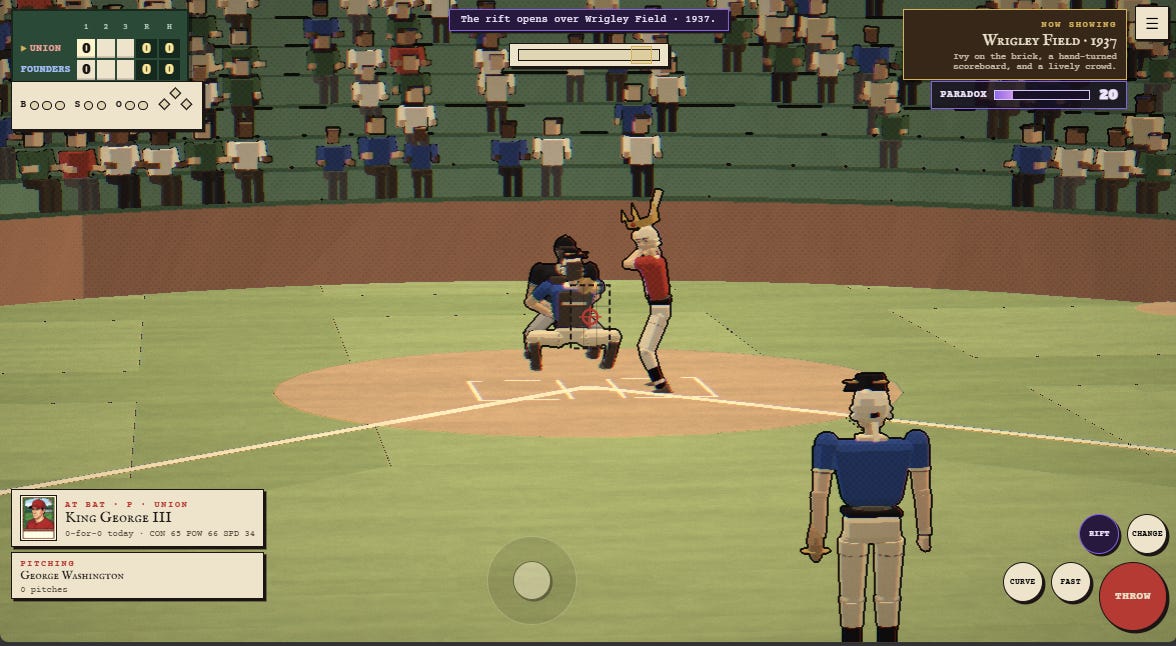 Gamelab: Timestorm Baseball II: Season of the Rift image from the original Advisory Hour post.