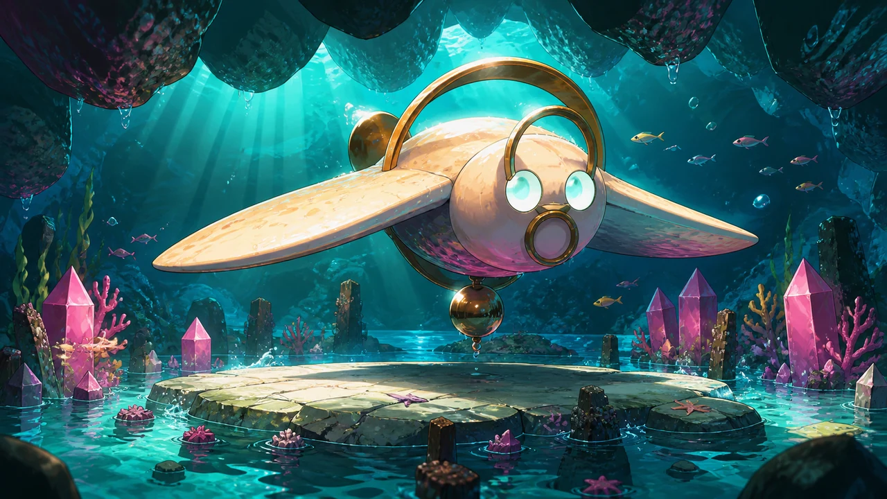 Bellfin appears in a bright lagoon surrounded by colored shell notes.