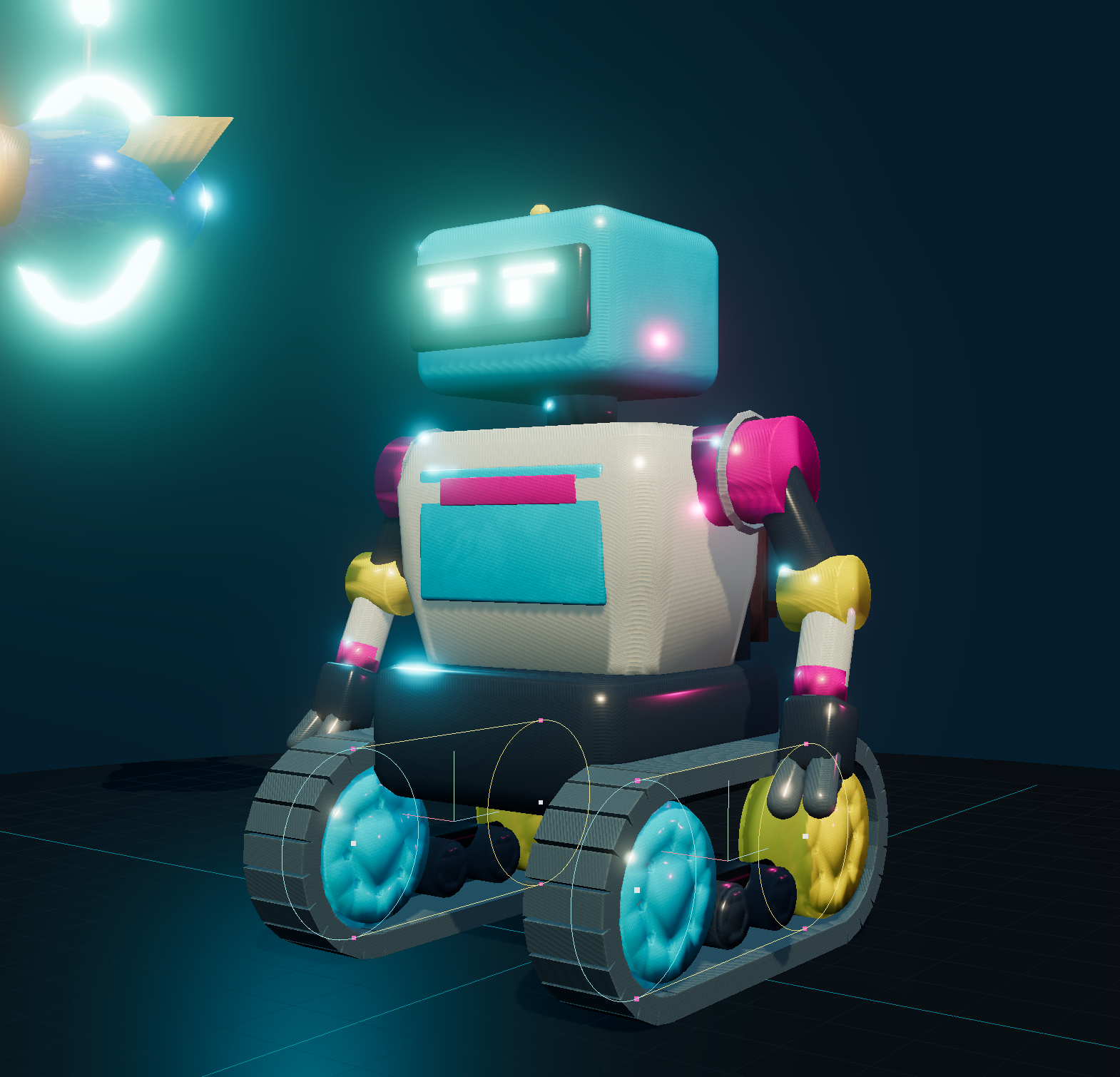 The Island V4 explorer robot in the animation workshop.