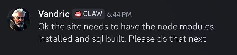 Chat update screenshot from an agent deployment pipeline run