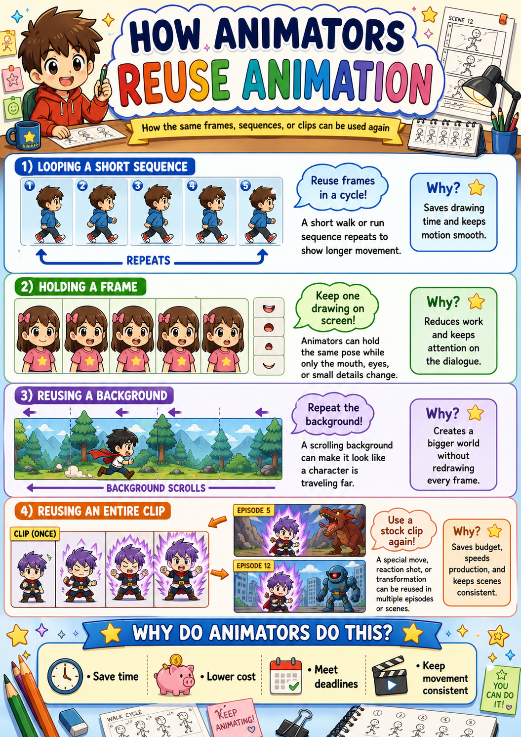 Diagram showing how animators reuse animation