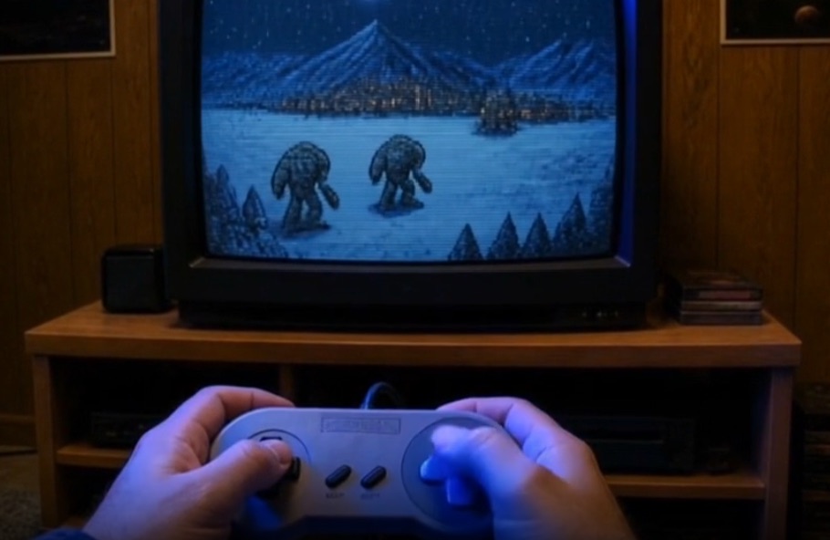 Generated game-screen and controller detail from the John's World 1995 experiment.