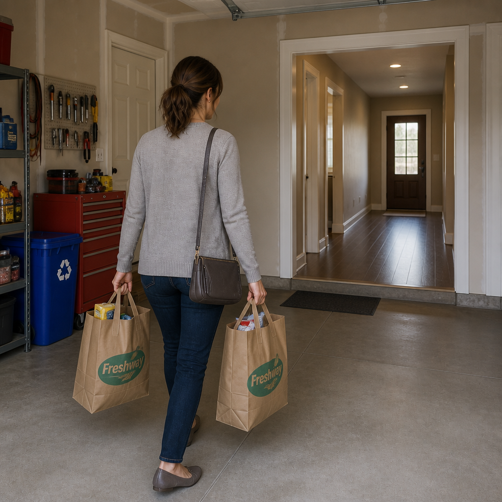 Generated John’s World frame: Taking groceries home and putting them away (6 of 9).