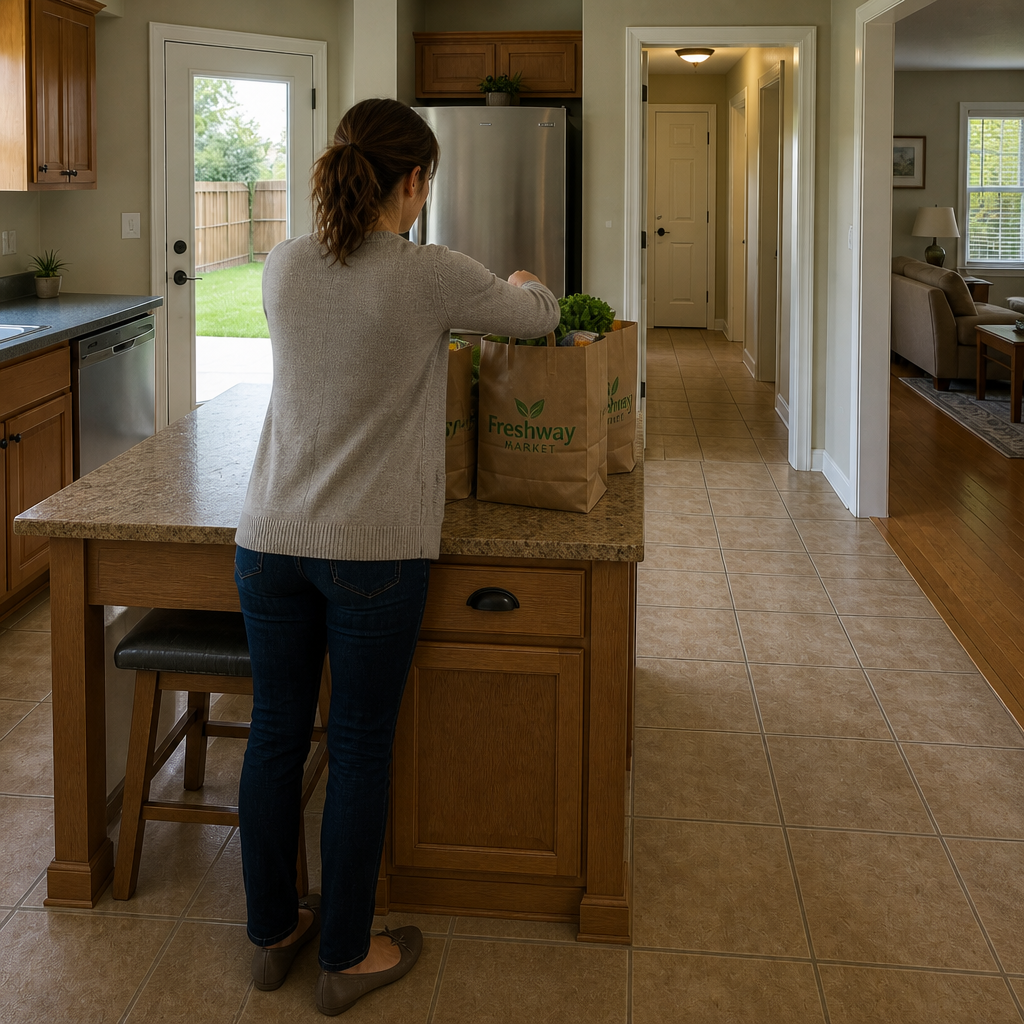 Generated John’s World frame: Taking groceries home and putting them away (7 of 9).